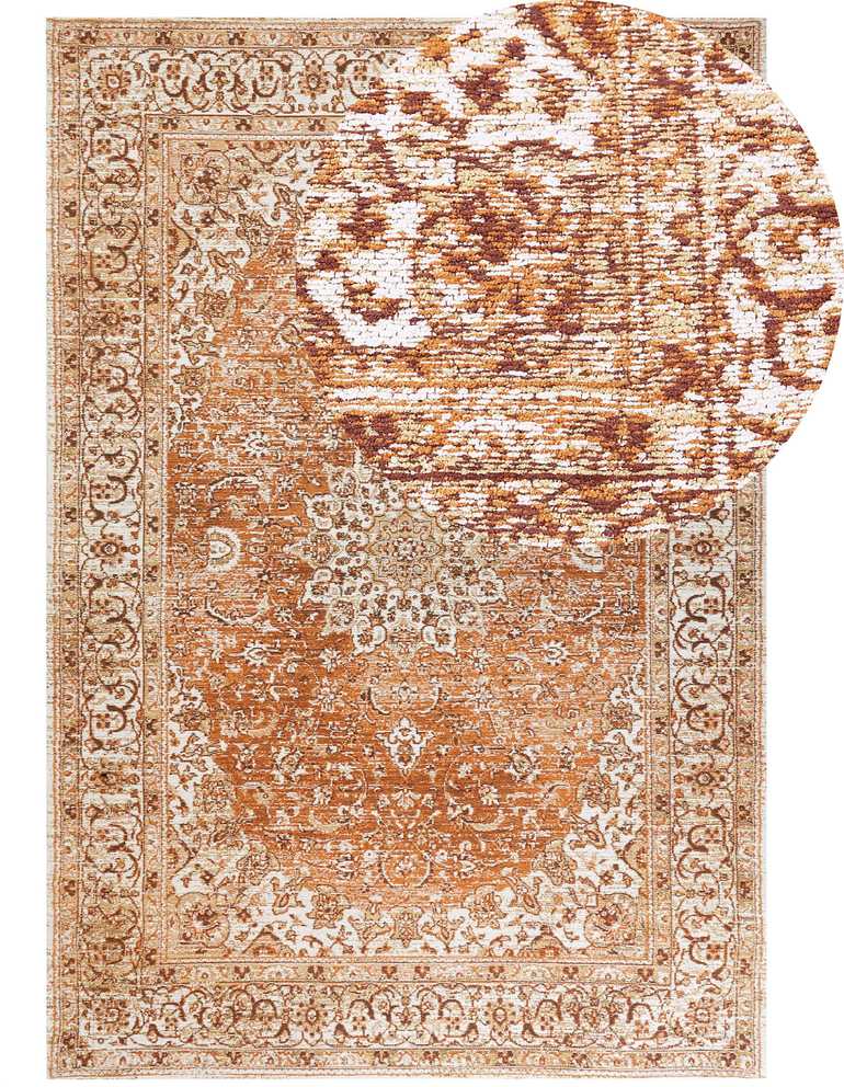 Beliani Kiliminis HAYA oranžinis 160 x 230 cm medvilninis