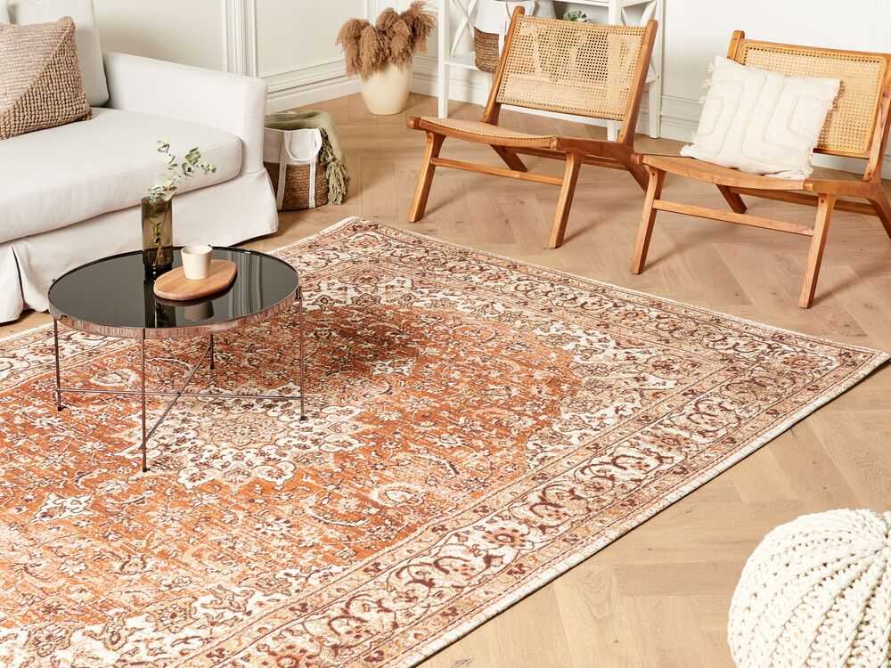 Beliani Kilimas HAYA, oranžinis, 200 x 300 cm, medvilnė