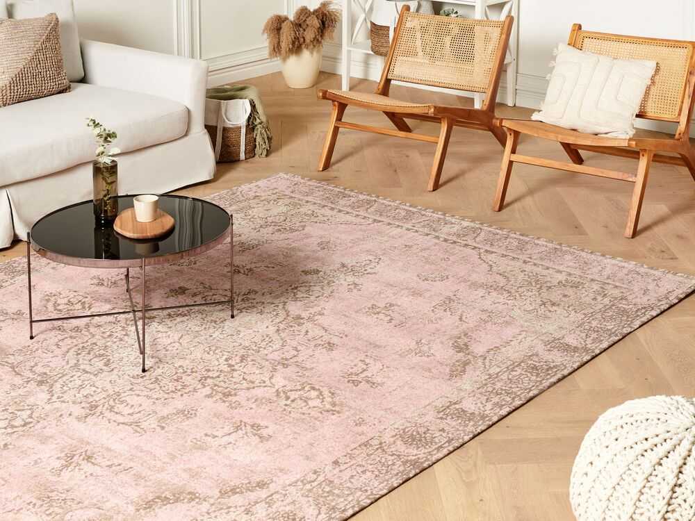 Beliani Kilimas MATARIM rožinis 200 x 300 cm medvilninis