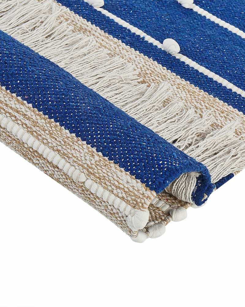 Beliani Kilimas KONDHALI mėlynas 80 x 150 cm medvilninis