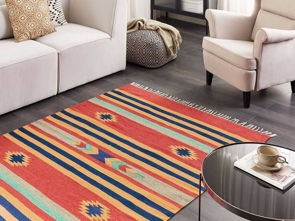 Beliani Kilim kilimas HATIS spalvotas 140 x 200 cm medvilninis