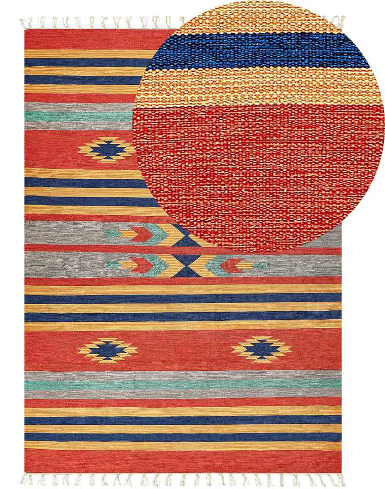 Beliani Kilim kilimas HATIS spalvotas 140 x 200 cm medvilninis