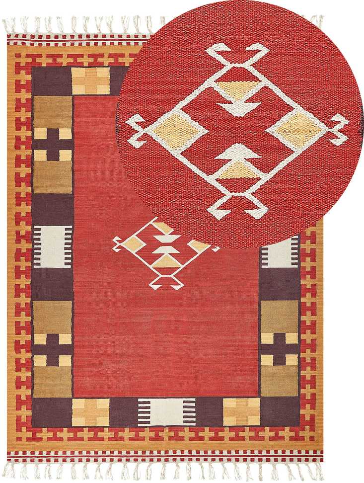 Beliani Kiliminis kilimas PARAKAR spalvotas 140 x 200 cm medvilninis