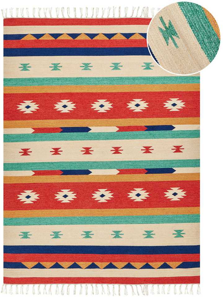 Beliani Kilimas MARGARA spalvotas 140 x 200 cm medvilninis Kilim