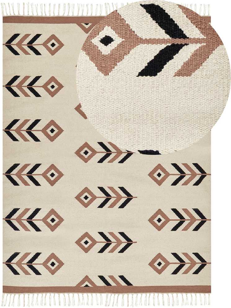 Beliani Kilimas NIAVAN smėlio spalvos 160 x 230 cm medvilninis Kilim