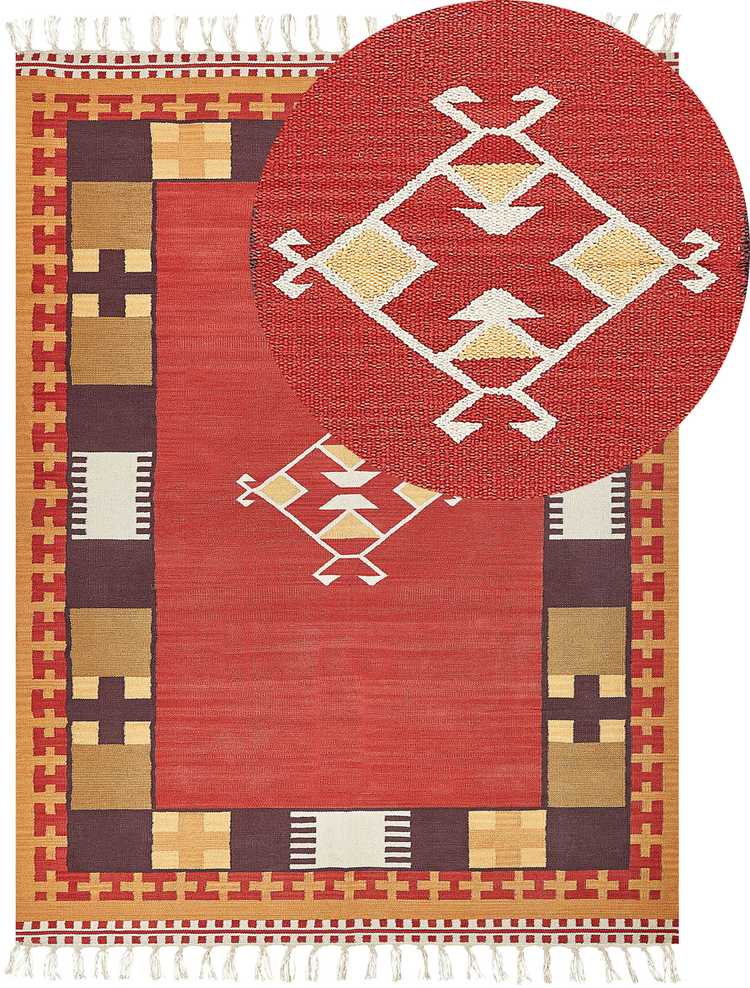 Beliani Kilimas PARAKAR spalvotas 160 x 230 cm medvilninis kilimas