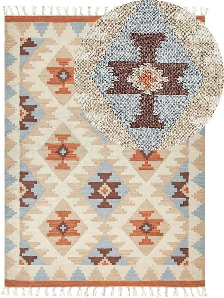 Beliani Kilimas DILIJAN spalvotas 160 x 230 cm medvilninis kilimas