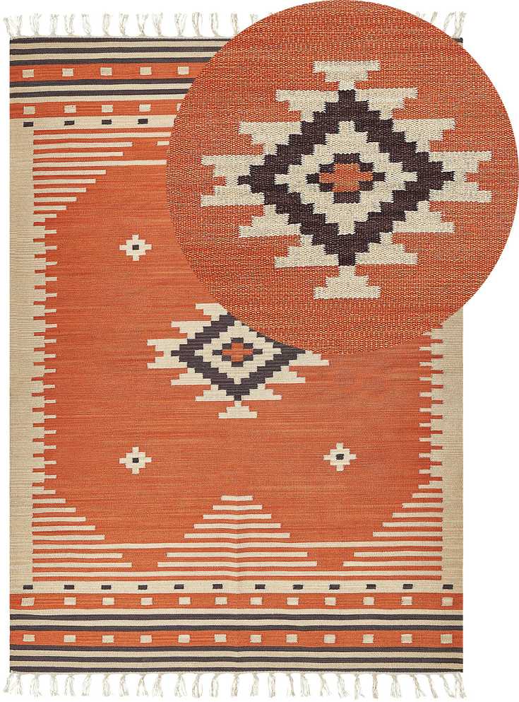 Beliani Kilimas GAVAR oranžinis 200 x 300 cm medvilninis kilimas