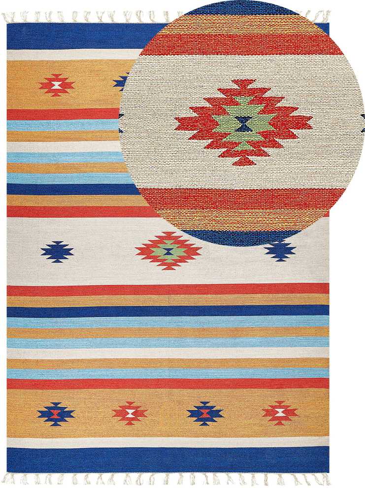 Beliani Kilimas TARONIK spalvotas 200 x 300 cm medvilninis Kilim