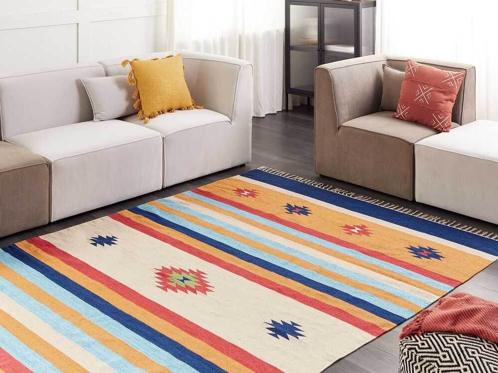 Beliani Kilimas TARONIK spalvotas 200 x 300 cm medvilninis Kilim