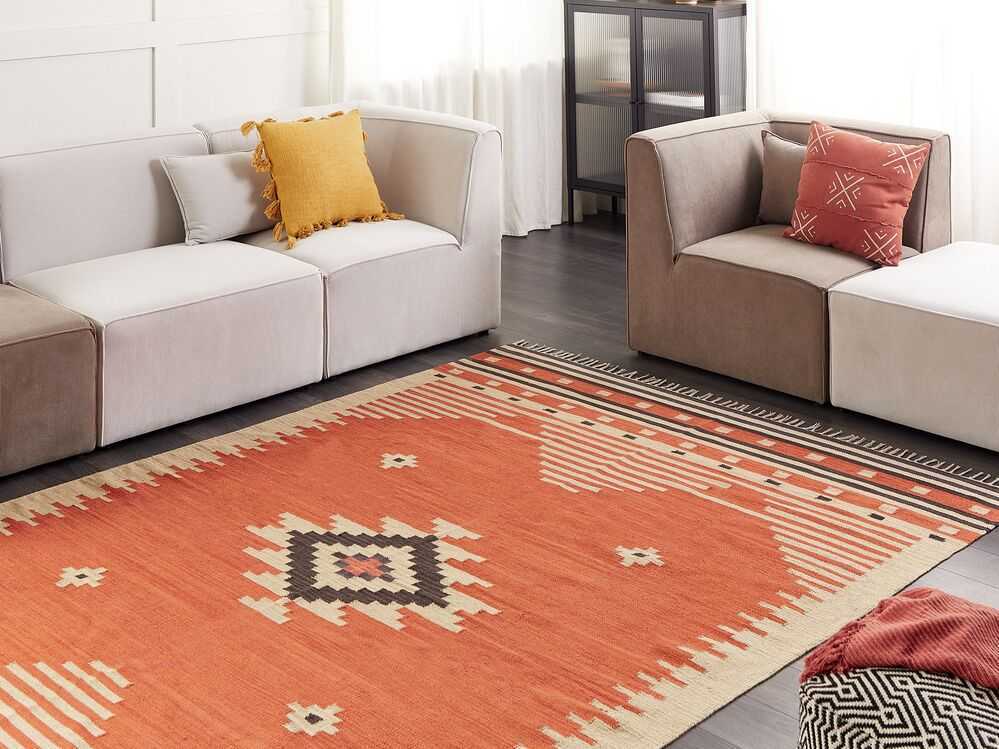 Beliani Kilimas GAVAR oranžinis 200 x 300 cm medvilninis kilimas