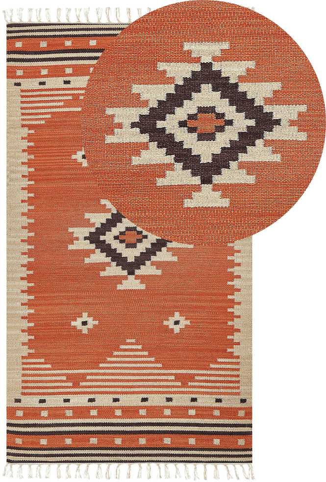Beliani Kilimas GAVAR oranžinis 80 x 150 cm medvilninis kilimas