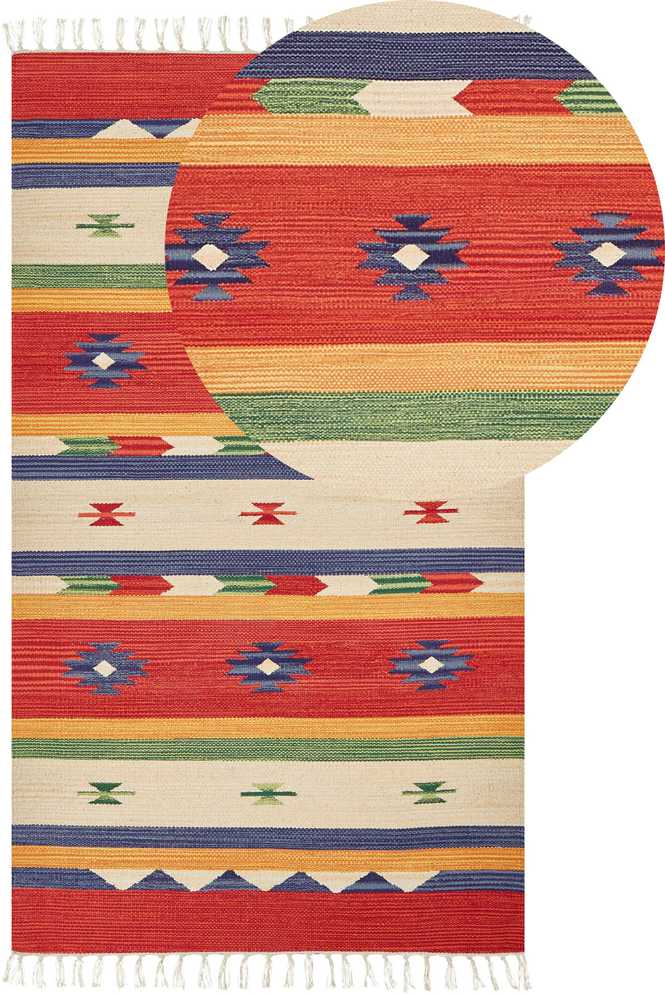 Beliani Kilimas ALAPARS Spalvotas 80 x 150 cm Medvilninis Kilim
