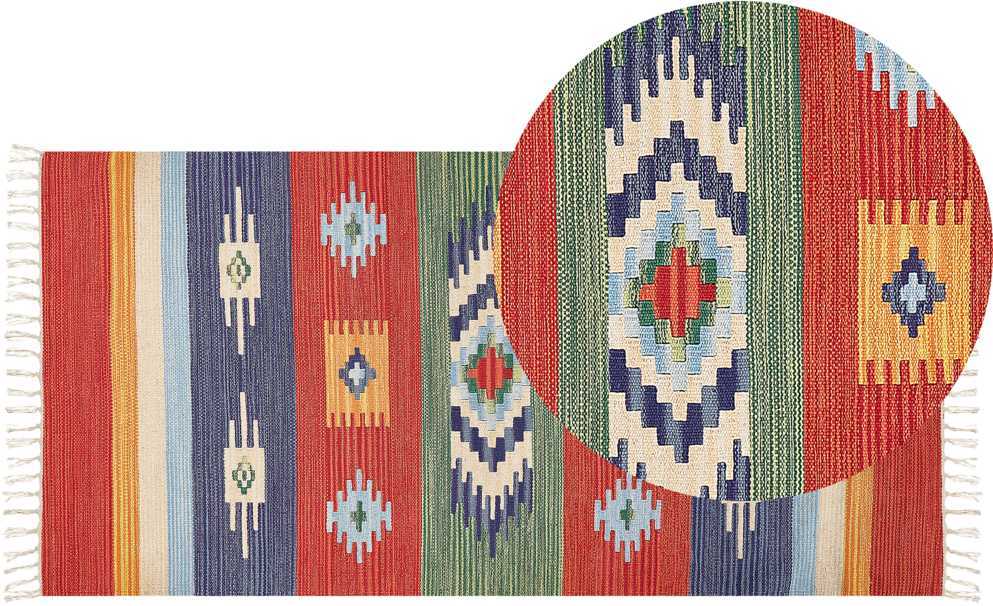 Beliani Kilimas KAMARIS spalvotas 80 x 150 cm medvilninis