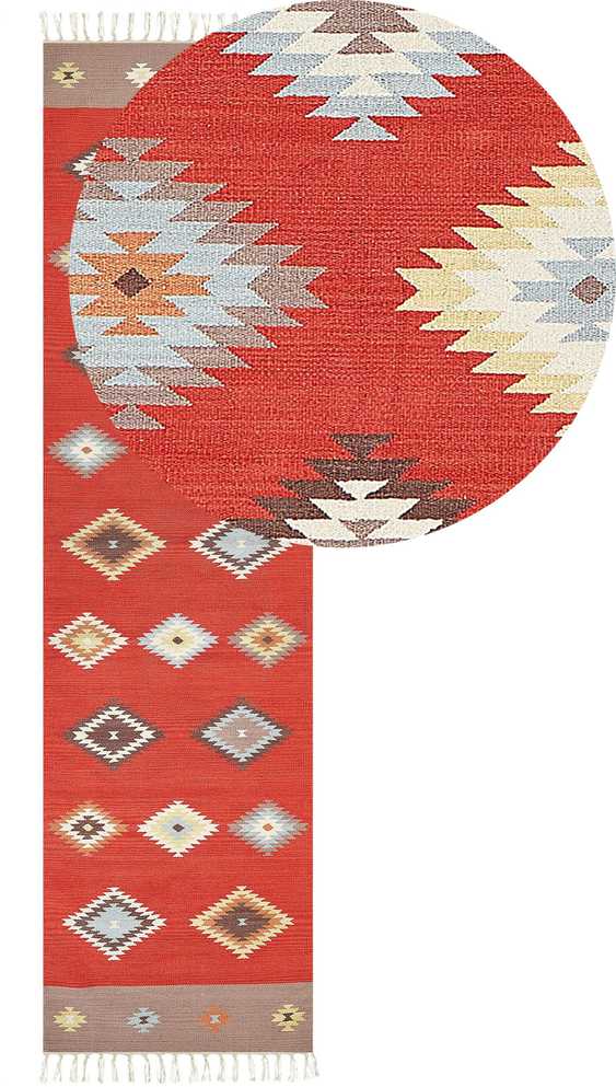 Beliani Kilimas LORUT spalvotas 80 x 300 cm medvilninis Kilim