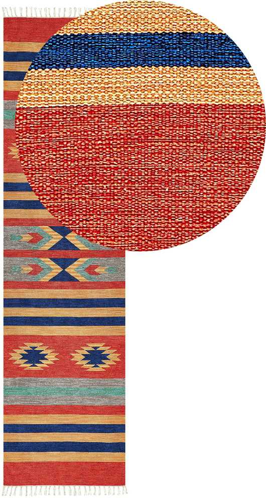 Beliani Kiliminio tipo kilimėlis HATIS Spalvotas 80 x 300 cm Medvilninis