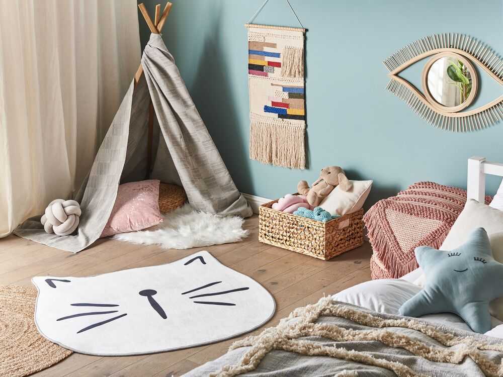 Beliani Vaikiškas kilimas KITTY Baltas ø 100 cm