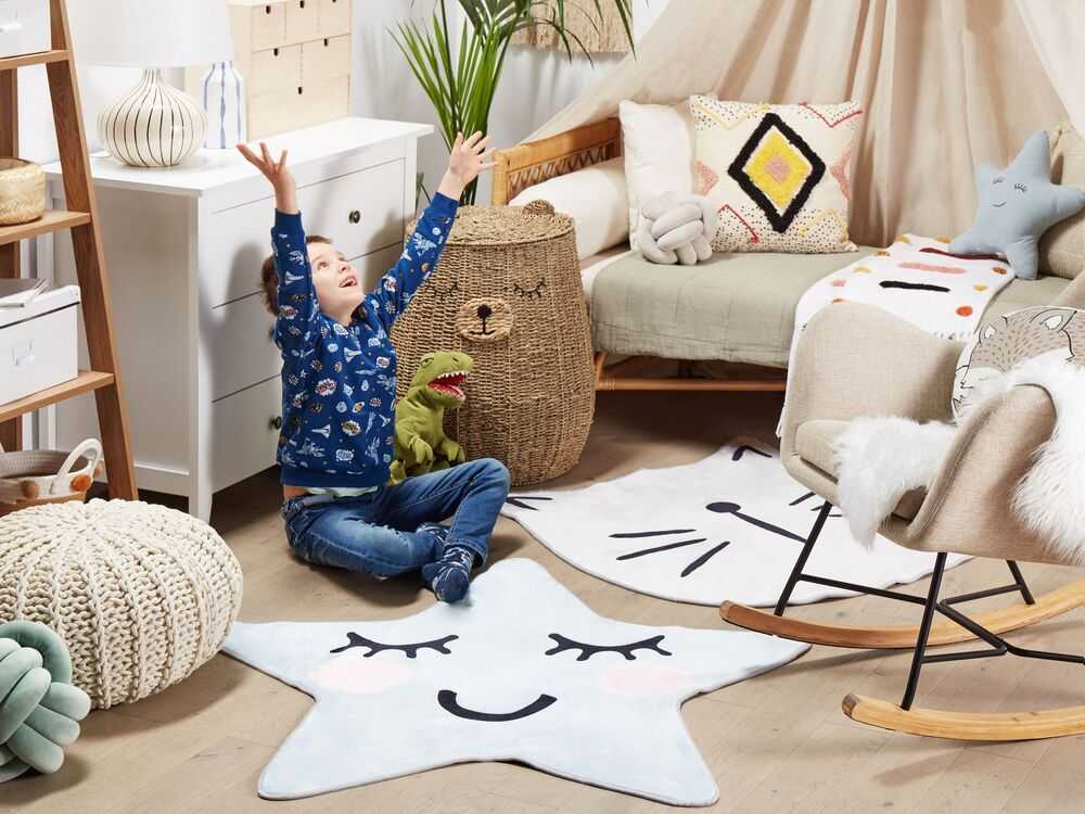 Beliani Vaikiškas kilimas KITTY Baltas ø 100 cm