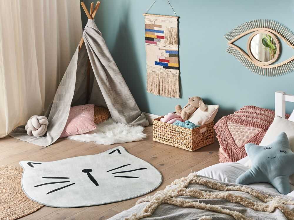 Beliani Vaikiškas kilimas KITTY Pilkas ø 100 cm