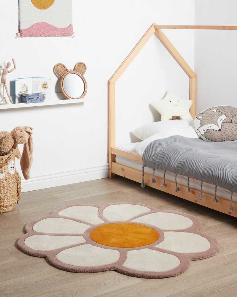 Beliani Vaikiškas kilimas THUMBELINA kreminės baltos spalvos ø 120 cm, vilna