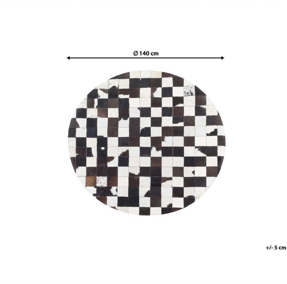 Beliani Kilimas BERGAMA rudas ø 140 cm natūrali oda