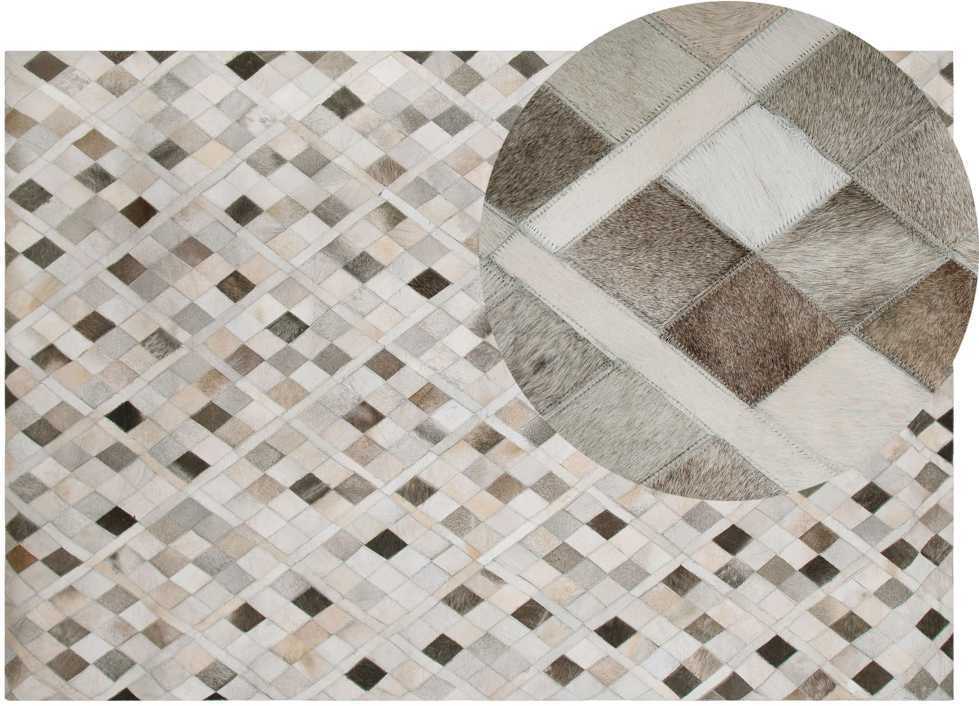 Beliani Kilimas HIRKA pilkas 140 x 200 cm iš natūralios odos