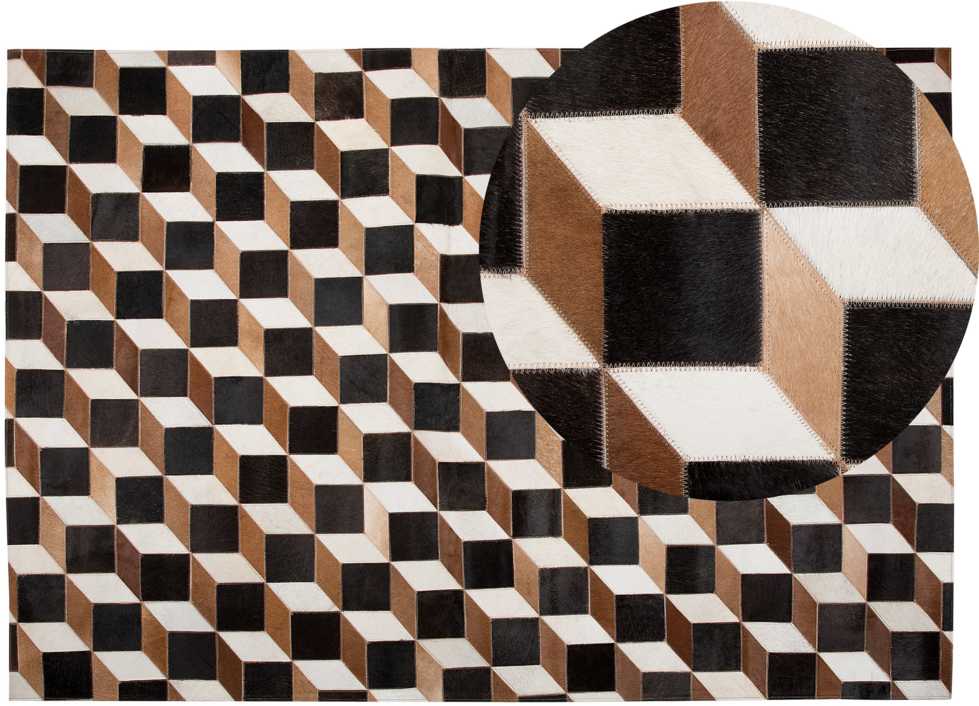 Beliani Kilimas ALPKOY Rudo spalvos 140 x 200 cm Natūrali oda