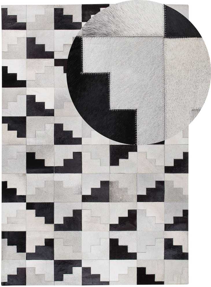 Beliani Kilimas EFIRLI pilkas 140 x 200 cm natūrali oda