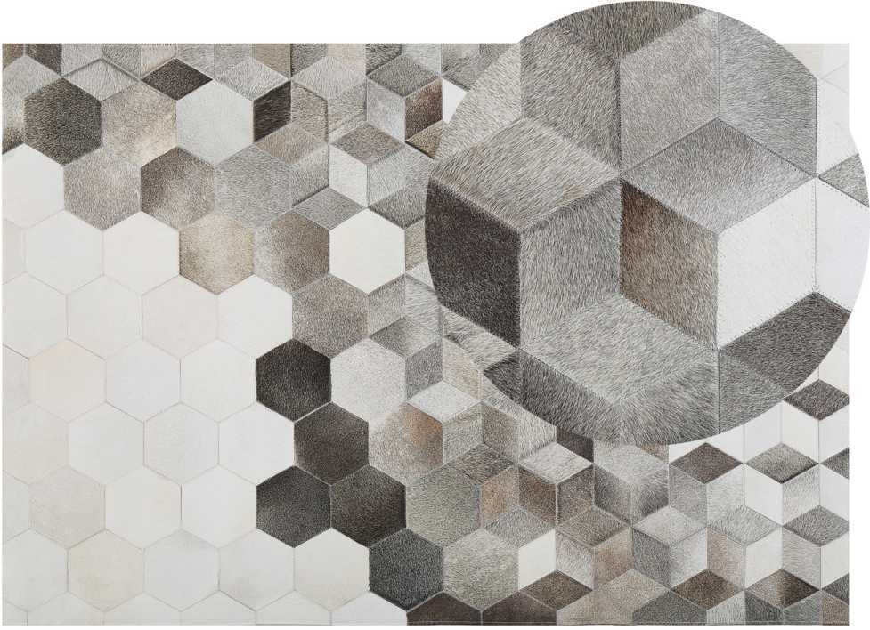 Beliani Kilimas SASON pilkas 140 x 200 cm natūrali oda