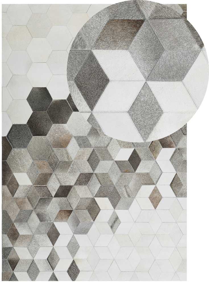Beliani Kilimas SASON pilkas 140 x 200 cm natūrali oda