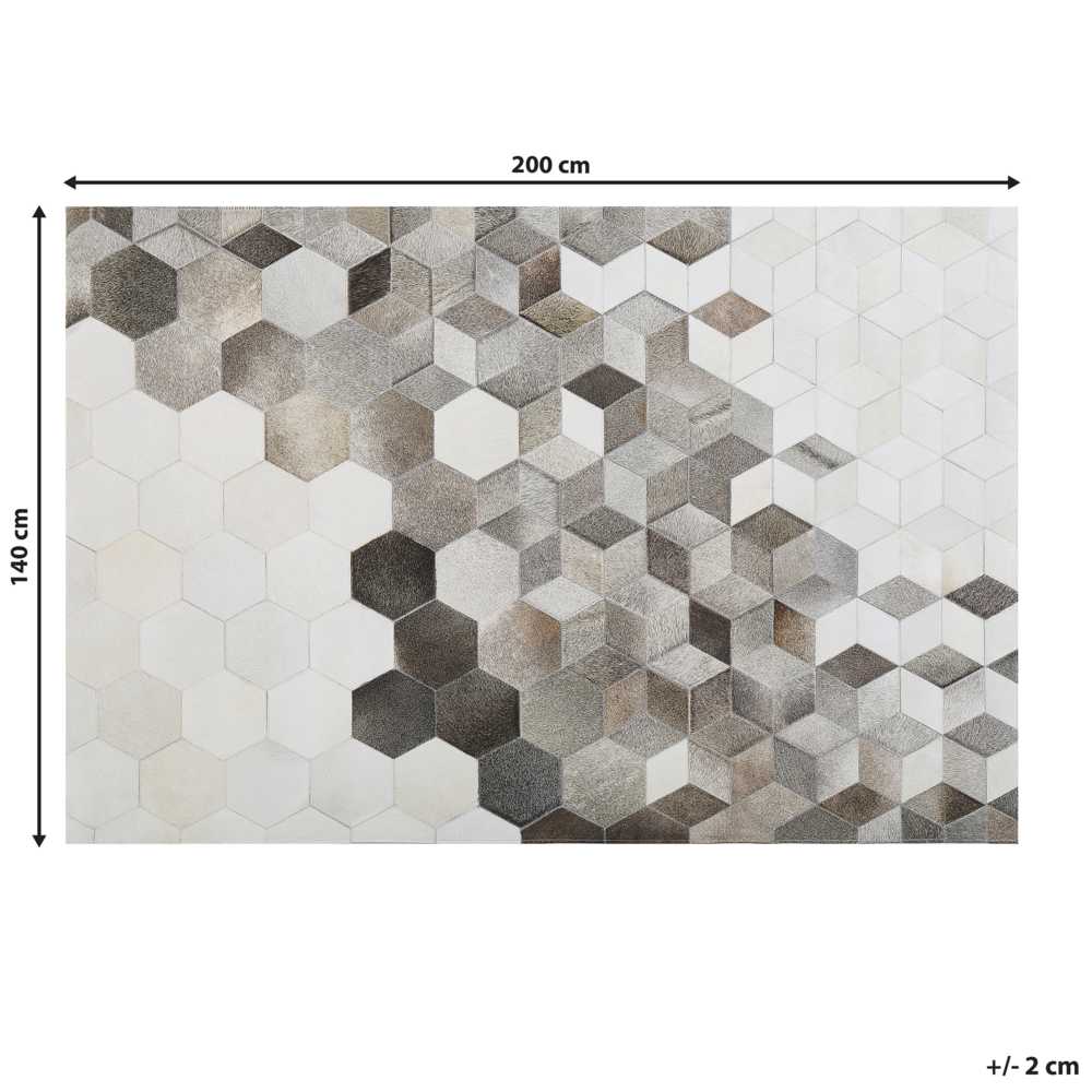 Beliani Kilimas SASON pilkas 140 x 200 cm natūrali oda