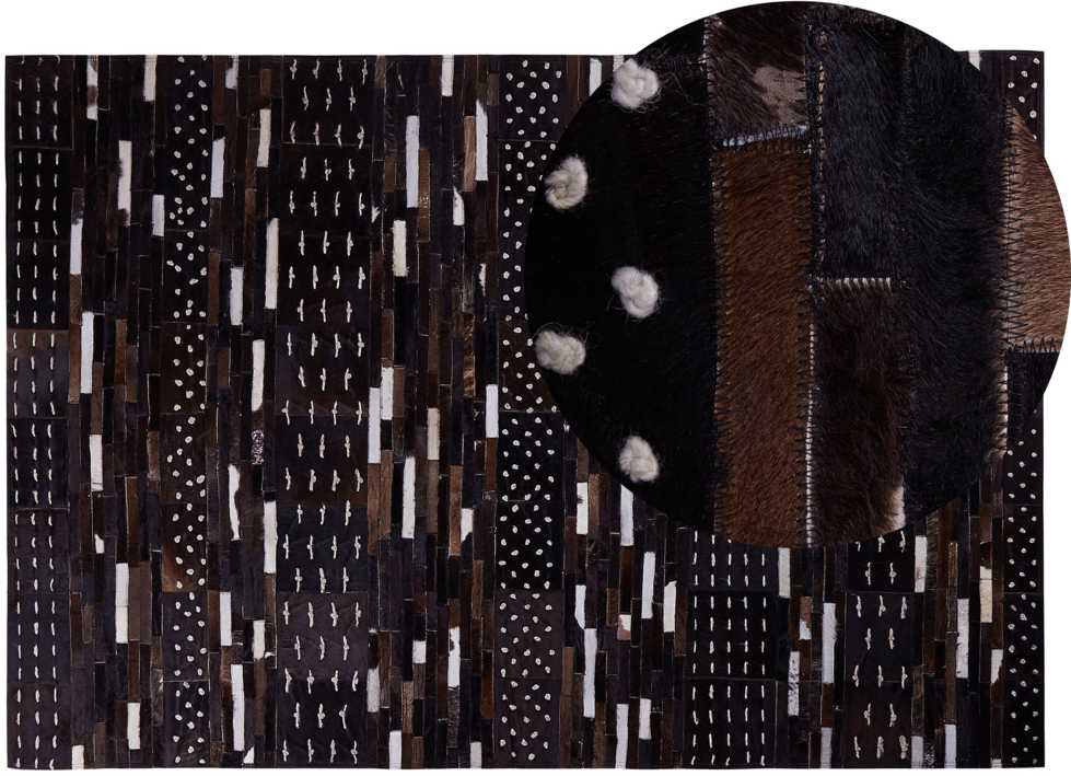 Beliani Kilim AKSEKI tamsiai rudas 140 x 200 cm iš natūralios odos