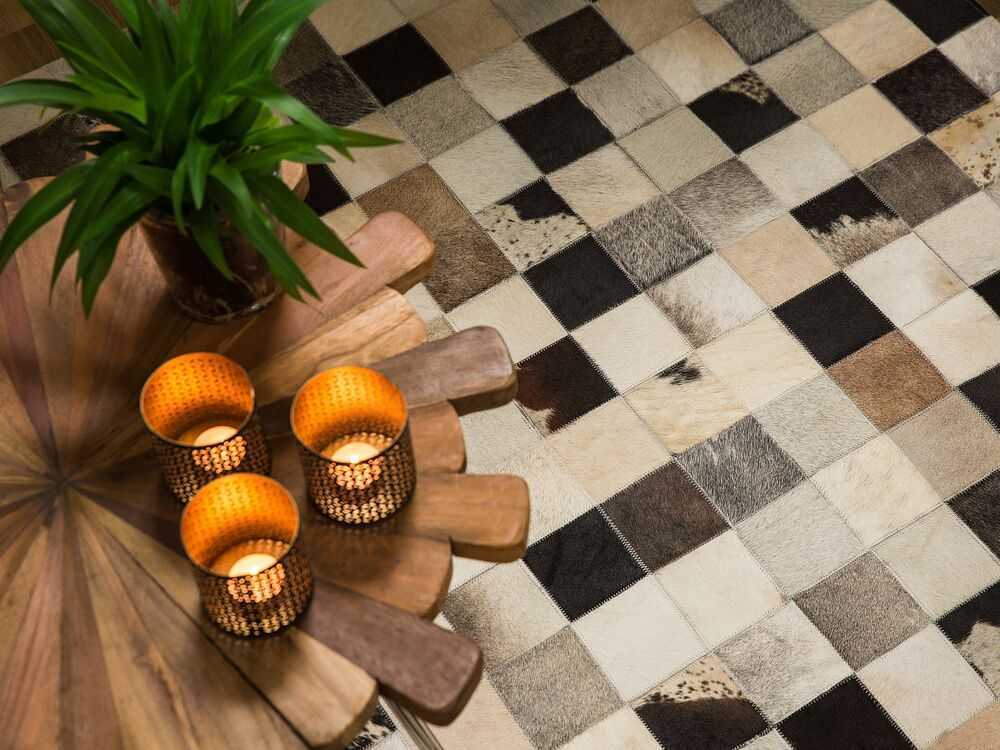 Beliani Kilimas RIZE spalvingas 160 x 230 cm natūrali oda