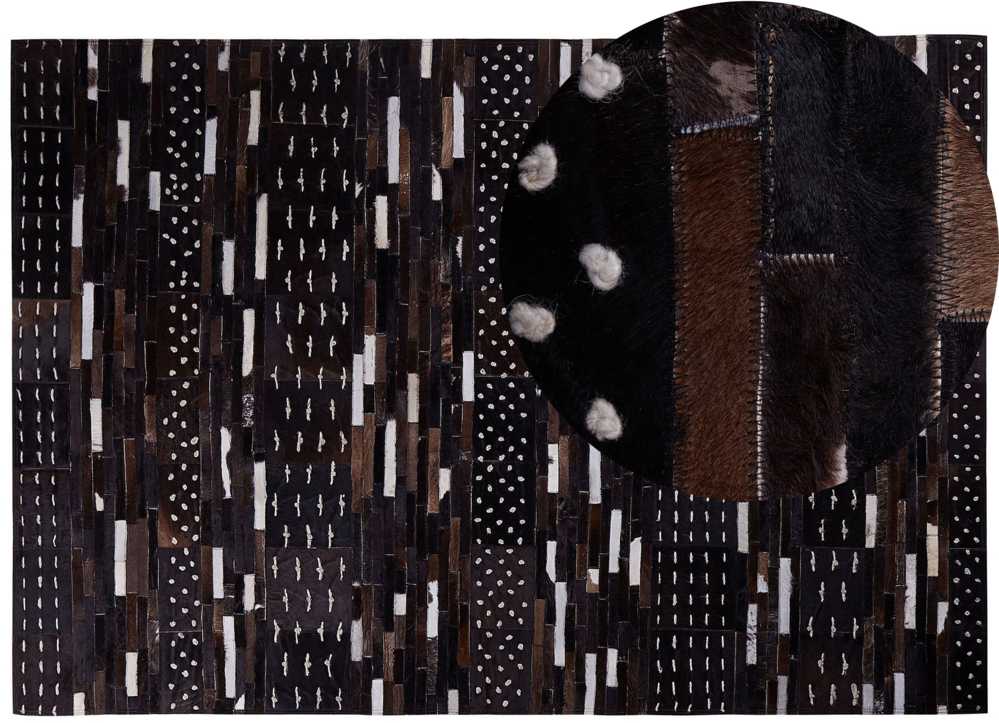 Beliani Kilimas AKSEKI tamsiai rudas 160 x 230 cm natūrali oda