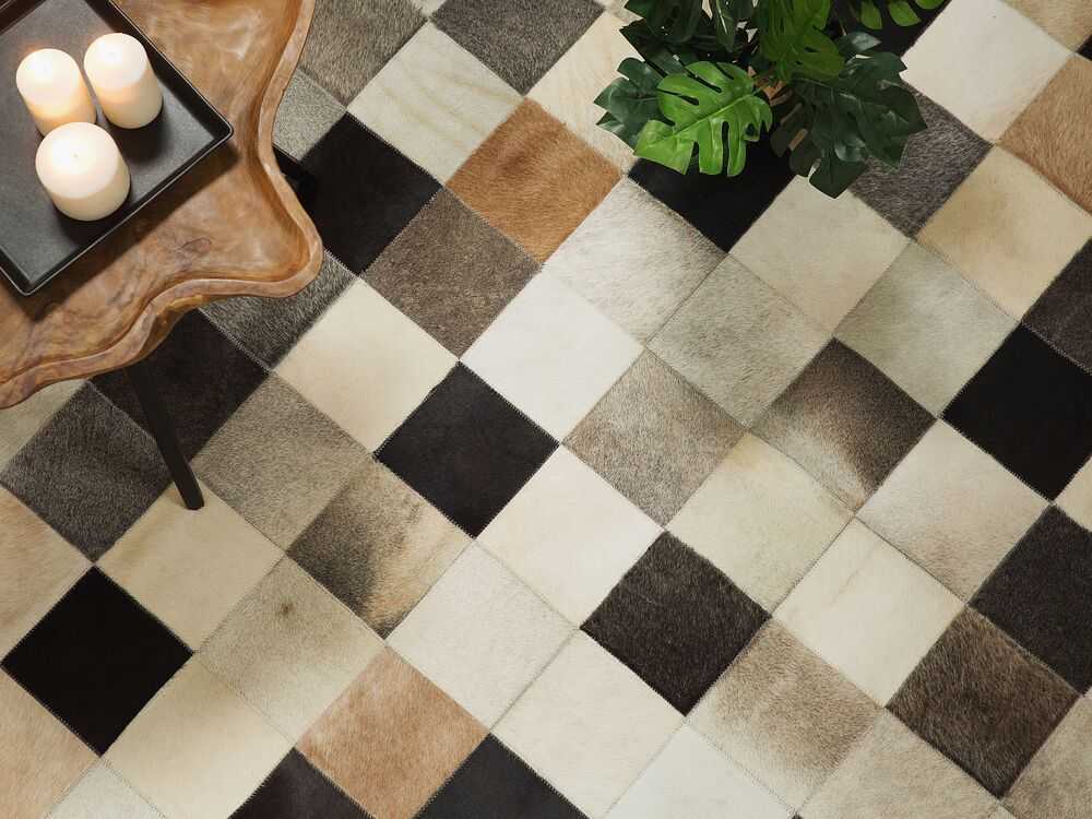 Beliani Kilim SOKE spalvotas 160 x 230 cm natūrali oda