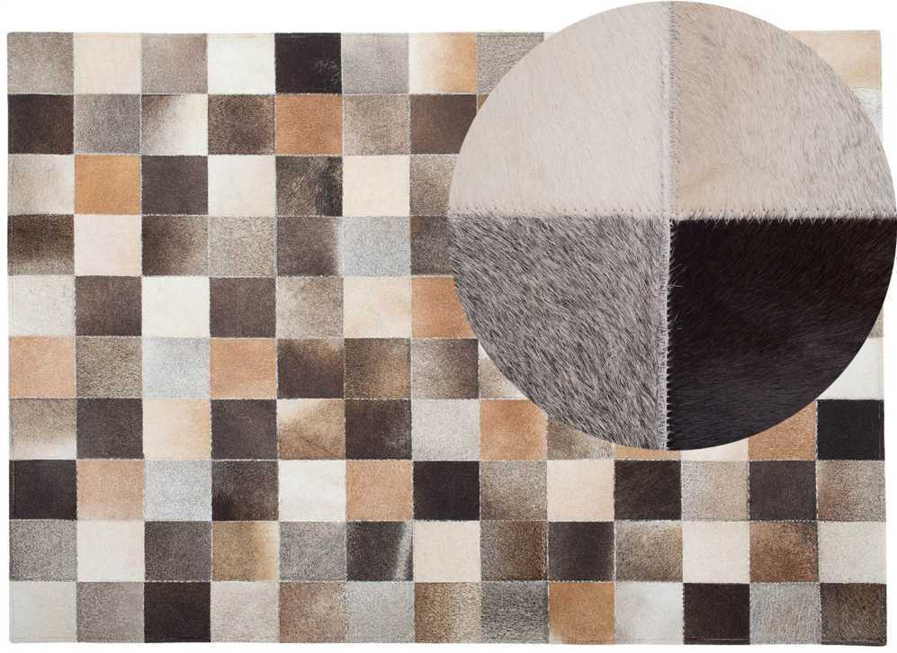 Beliani Kilim SOKE spalvotas 160 x 230 cm natūrali oda