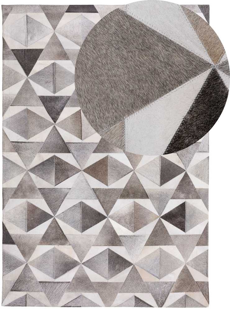 Beliani Kilimas ALAKA pilkas 140 x 200 cm natūrali oda