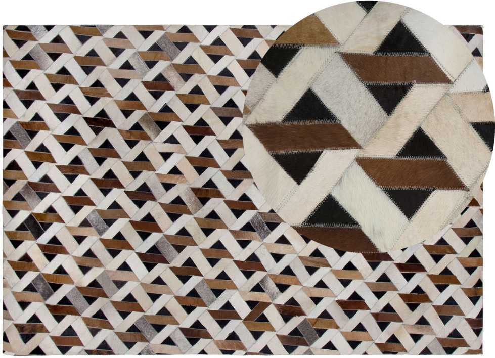 Beliani TUGLU kilimas, rudas, 140 × 200 cm, natūrali oda
