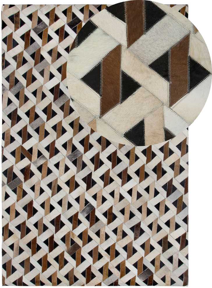 Beliani TUGLU kilimas, rudas, 140 × 200 cm, natūrali oda