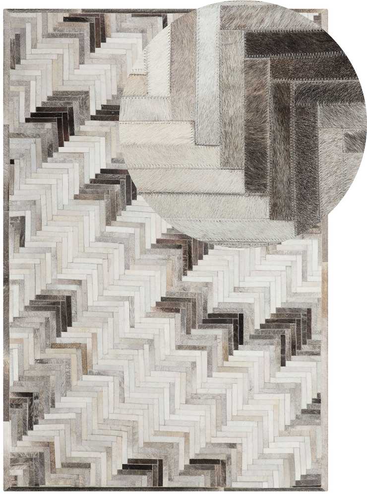 Beliani Kilimas ARSUZ pilkas 140 x 200 cm Natūrali oda