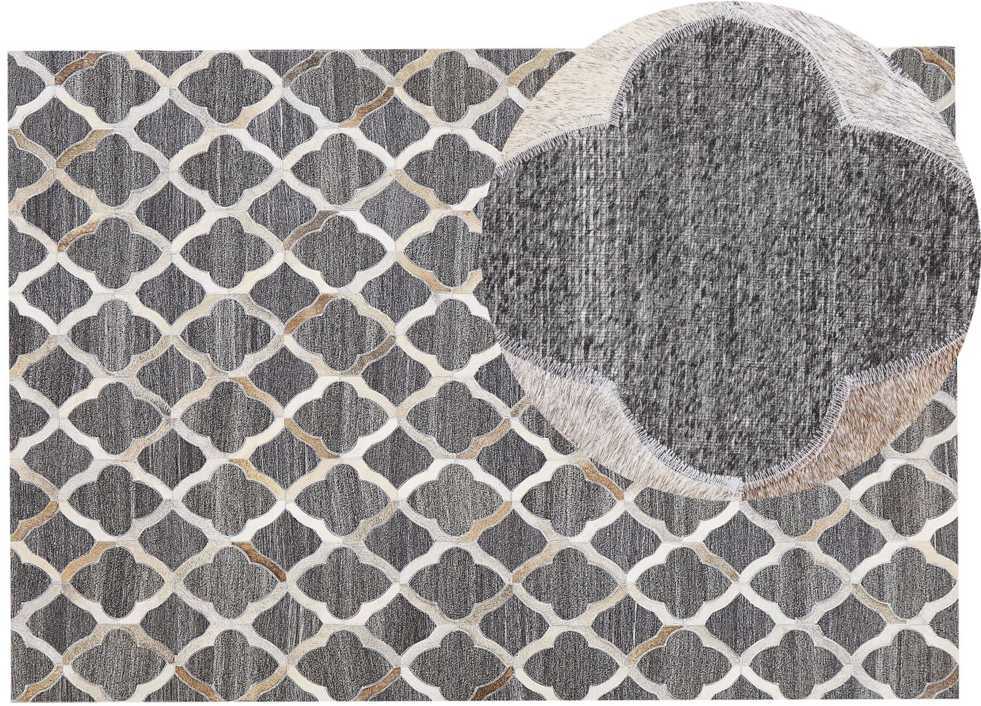 Beliani Kilimas ROLUNAY tamsiai pilkas 140 x 200 cm natūrali oda