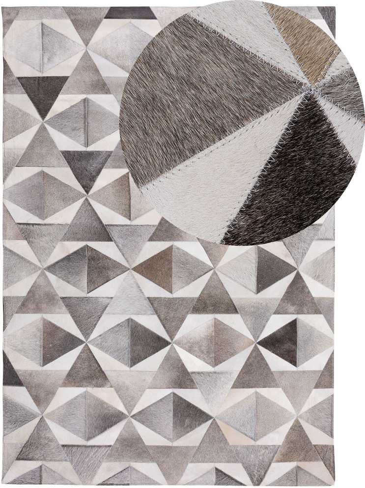 Beliani Kilimas ALAKA pilkas 160 x 230 cm natūrali oda