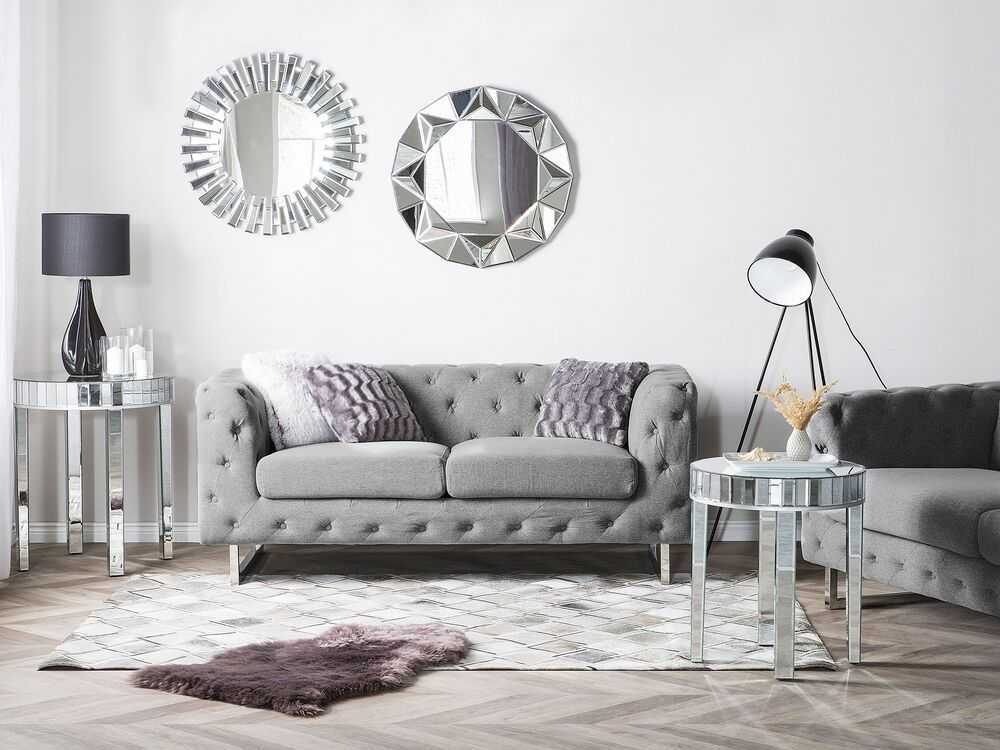 Beliani Kilimas AGACLI pilkas 160 x 230 cm natūrali oda
