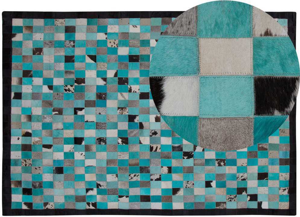 Beliani Kilimas NIKFER turkis spalvos 160 x 230 cm natūrali oda