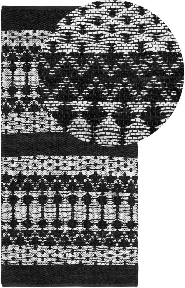Beliani Kilimas SOKUN Juodas 80 x 150 cm Natūrali oda