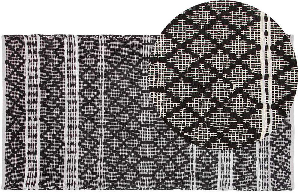 Beliani Kilimas FEHIMLI juodas 80 x 150 cm natūrali oda