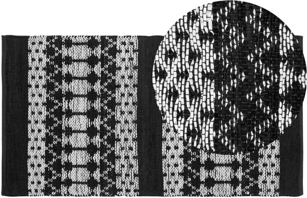Beliani Kilimas SOKUN Juodas 80 x 150 cm Natūrali oda