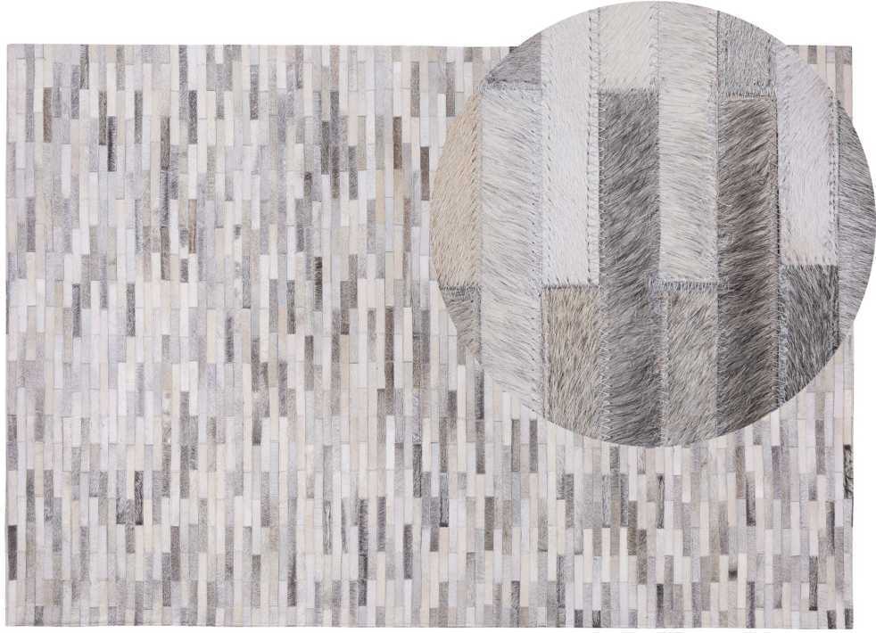 Beliani Kilimas AHILLI pilkas 140 x 200 cm natūrali oda