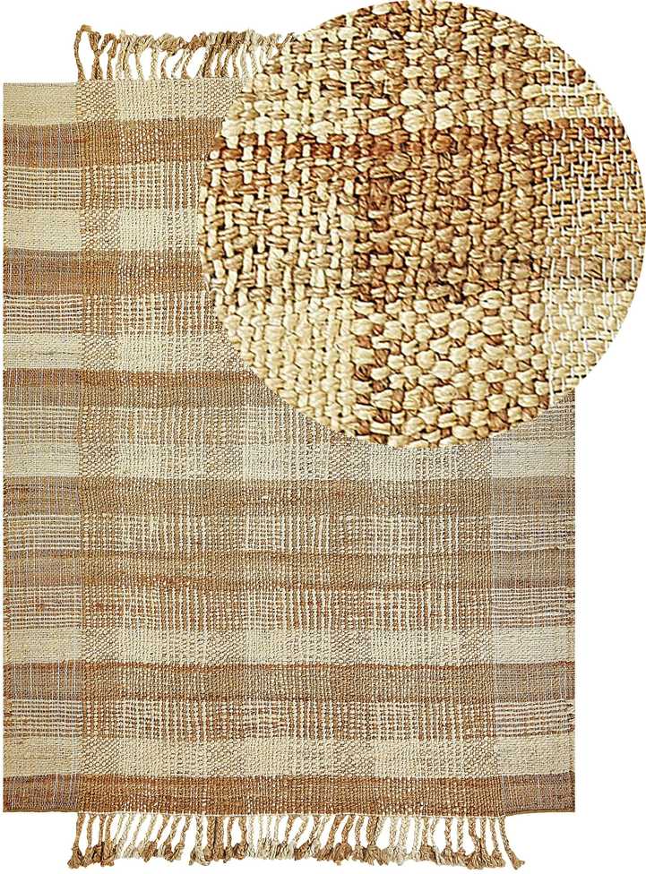 Beliani Kilimas BERISSA smėlio spalvos 140 x 200 cm džiutas
