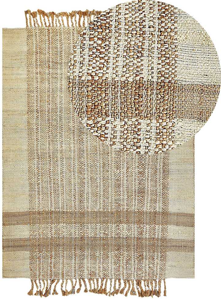 Beliani Kilimas ORTAOBA Smėlio spalvos 140 x 200 cm džiutas
